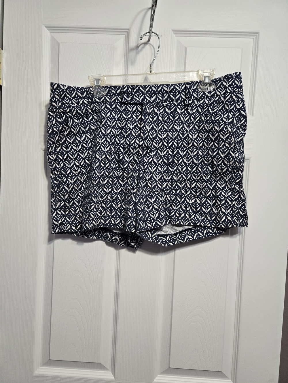 Level 99 Navy and White Geometric Print Shorts